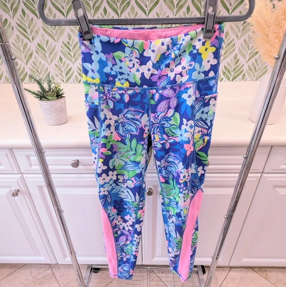 Lilly Pulitzer Weekender High Rise Midi Leggings Borealis Blue Social Sunset Sm - Picture 6 of 10